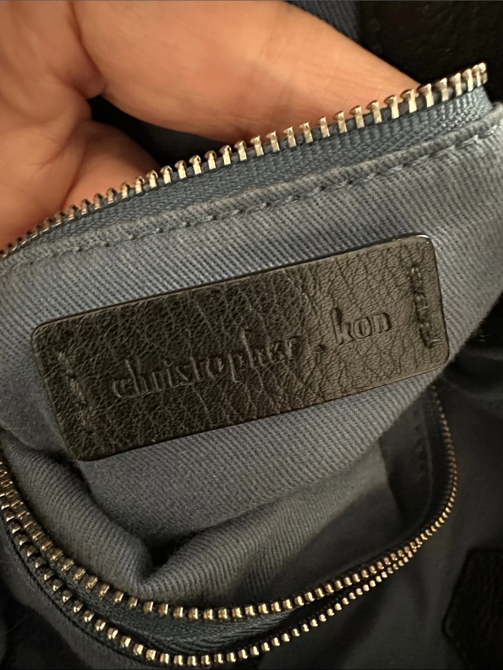 CHRISTOPHER KON BLACK AND CAMEL LEATHER CROSSBODY BAG